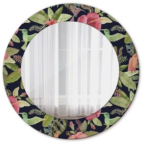 Specchio rotondo stampato Fiori di ibisco fi 50 cm