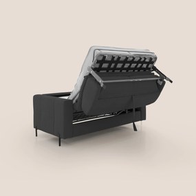 Ortensia divano letto materasso H18 cm con piedi alti in elegante microfibra smacchiabile T11 nero