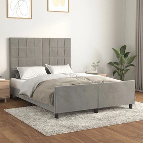 Giroletto Senza Materasso Grigio Chiaro 140x190 Cm Velluto /