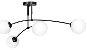 Lampadario a Sospensione in Acciaio e Vetro PREGOS 4 Nero/Bianco 4xE14