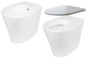 Coppia sanitari scarico a pavimento e a parete BARBY WC: P 52.5 x L 36 x H 42 cm, bidet: P 36 x L 53.5 x H 42 cm