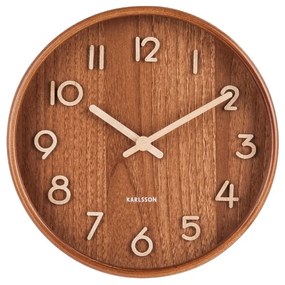 Orologio da parete in legno di tiglio marrone Piccolo, ø 22 cm Pure - Karlsson