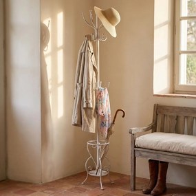 appendiabiti da terra con portaombrelli stile provenzale in ferro verniciato cm 35 x 183 h