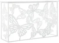 Console Bianco Butterfly 121,5x41x81 cm in Ferro MDF e Specchio Bianco e Oro