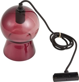 Lampada a sospensione retrò nera con vetro viola per sistema a binario monofase - Iconic Bell