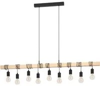 Lampadario Industrial Townshend 9 Luci Legno Marrone E Nero