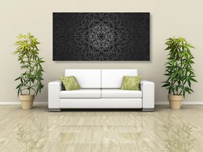 Quadro su tela – Mandala ornamentale in bianco e nero