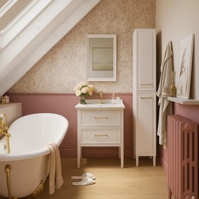 Mobile bagno da terra con lavabo e colonna L 60 x H 57 x P 48.1 cm bianco in mdf 2 cassetti per vasca centrale Charm