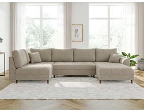 Divano angolare beige in tessuto bouclé (angolo destro/"U") Ariella - Ropez