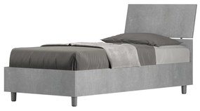 Letto singolo senza rete, con rete e contenitore 80x200 testata inclinata Demas, cemento / senza rete