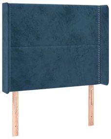 Testiera ad orecchio blu scuro 93x16x118/128 cm in velluto