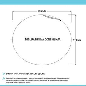 Lavabo da incasso soprapiano 53x43,5 cm Rak modello Jessica