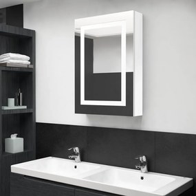 Armadietto Bagno Con Specchio E Led Bianco Lucido 50x13x70 Cm /