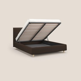 Teresa letto contenitore e sfoderabile in tessuto misto cotone impermeabile T13 marrone
