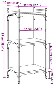 Libreria a 3 Ripiani Grigio Sonoma 40x30x86cm Legno Multistrato