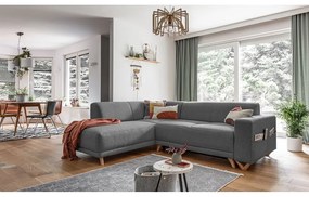 Divano angolare grigio allungabile e con contenitore (penisola a sinistra/a L) Classy Sophie – Miuform