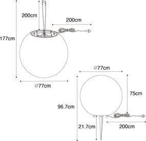 Lampada da esterno smart grigia 77 cm IP44 con Wifi A60 - Nura