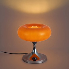 Lampada da tavolo retrò cromata con paralume in vetro arancione 31 cm - Glaze