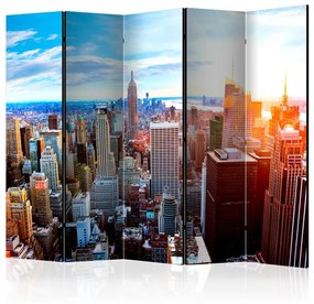 Paravento design Alba su Manhattan II - Panorama dei grattacieli a New York
