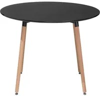 Tavolo da Pranzo in Legno di Faggio Nero 90 cm Rotondo Cucina Soggiorno Minimalista