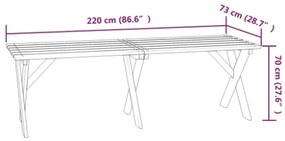 Tavolo da Giardino 220x73x70 cm in Legno di Pino Impregnato