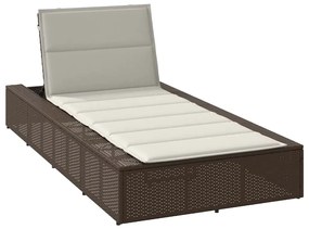 Lettino Prendisole Con Cuscino Galleggiante Marrone Polyrattan /