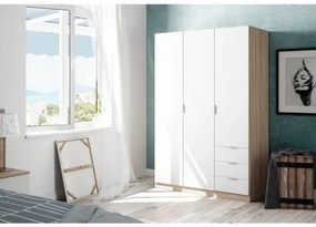 Armadio Guardaroba 3 Ante 3 Cassetti Con Barra Appendiabiti Bianco Artik Rovere Canadian