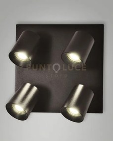 Modo spot nero 4 luci alluminio spazzolato orientabile attacco gu...