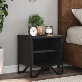 Comodino Nero 40x30x40 Cm İn Legno Multistrato /