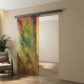 Porta scorrevole reversibile Astratto in vetro multicolore, L 88 x H 215 cm, con binario Meli