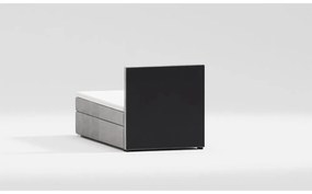 Letto singolo imbottito con contenitore grigio chiaro con materasso e topper inclusi 100x200 cm Bunny – Ropez