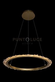 Lampada a sospensione rotonda grande quartz halo, oro satinato, led...