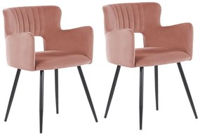 Set di 2 sedie da pranzo velluto rosa pastello e nero SANILAC Beliani
