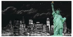 Stampa su tela Statue of Liberty dark sky, multicolore 120 x 60 cm