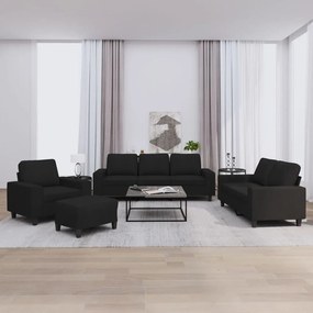 Set Di Divani 4 Pz Nero İn Tessuto /
