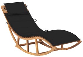 Lettino Prendisole A Dondolo Con Cuscino İn Massello Di Teak /