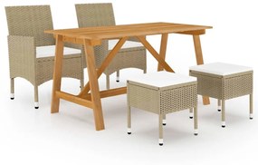 Set mobili da pranzo per giardino 5 pz beige