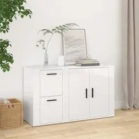 Credenza Bianco Lucido 100x33x59,5 cm in Legno Multistrato 820998