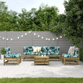 Set divani da giardino 6pz con cuscini legno impregnato di pino