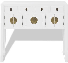 Credenza in stile cinese in legno massello bianca