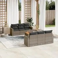 Set Divani da Giardino 7 pz con Cuscini Grigio in Polyrattan 3256347