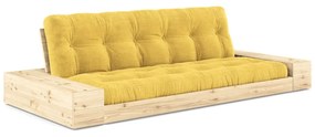 Divano letto in velluto a coste giallo 244 cm Base - Karup Design