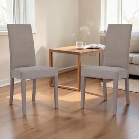 Sedia in tessuto Tortora moderna imbottita Denver - Set 2