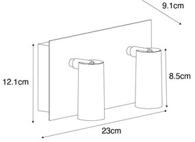 Lampada da parete per esterni moderna nera con LED 2 luci IP54 - Simon