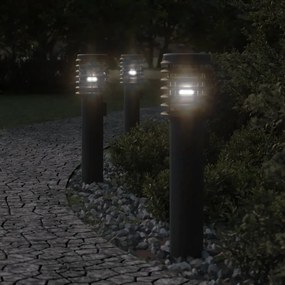 Lampade Da Terra Per Esterni Con Presa 3 Pz Nere 60 Cm Acciaio /