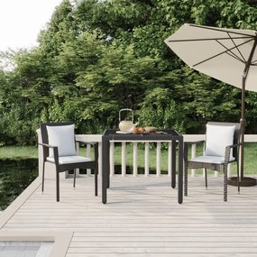 Set da pranzo da giardino 3 pz con cuscini nero in polyrattan