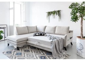 Divano letto angolare beige chiaro L, angolo sinistro Charming Charlie - Miuform