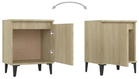 Comodino con gambe in metallo rovere sonoma 40x30x50cm