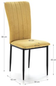 Set di sedie da pranzo color senape 4 pz pezzi Holly - Marckeric