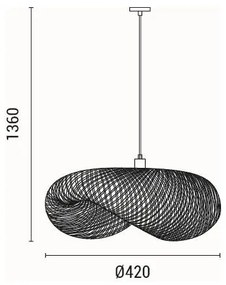 Lampadario a sospensione con filo 1xE27/40W/230V bambù